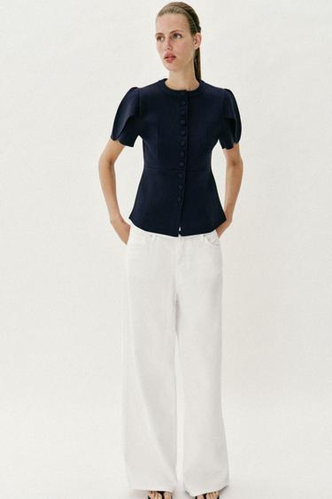 Zara Кардиган с объемными рукавами и разрезами