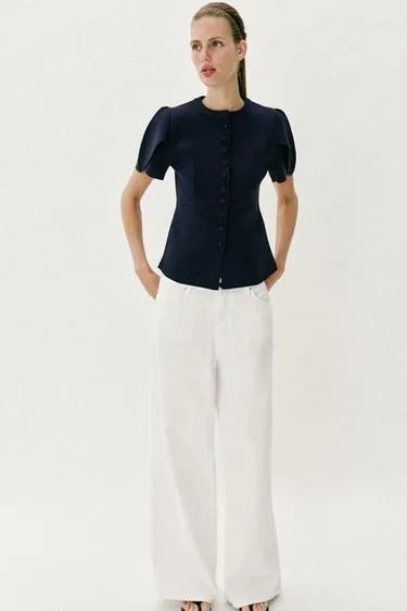 Кардиган с объемными рукавами и разрезами- Заказать в России