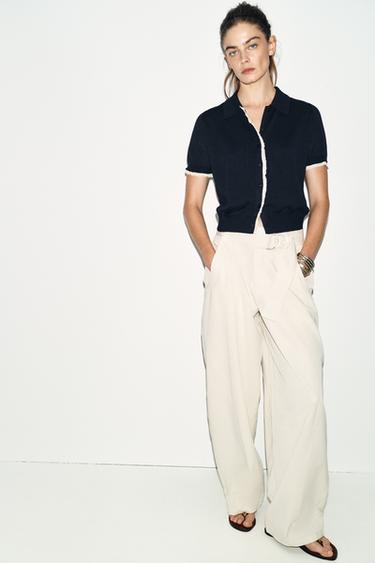 Zara Кардиган с короткими рукавами и кружевом