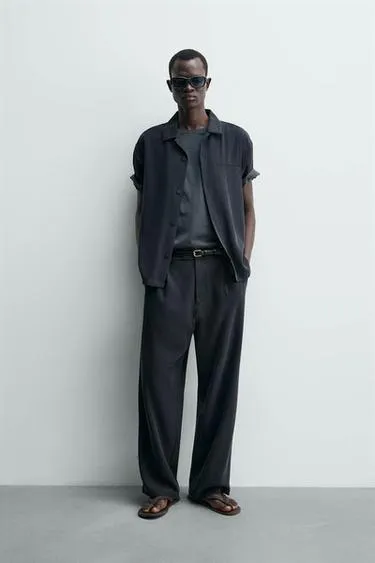 Рубашка Relaxed Fit из струящейся ткани