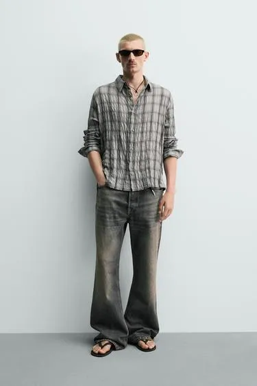 Рубашка в клетку с рельефным эффектом- Заказать в России