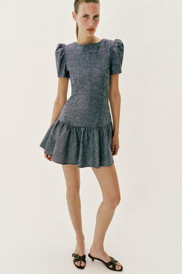 Zara Мини-платье с объемными рукавами