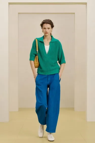 Поло свободного кроя из смесовой пряжи с льном