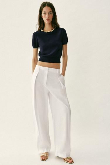 Zara Трикотажный топ с бусинами