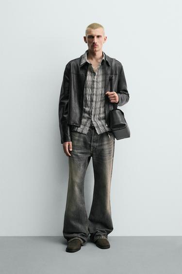 Укороченная кожаная куртка- Заказать в России