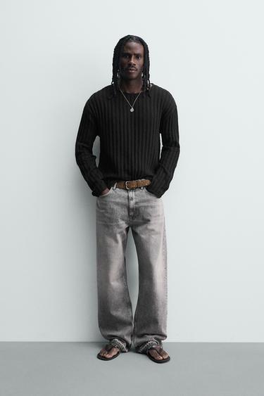 Zara Джемпер в рубчик с эффектом потертости