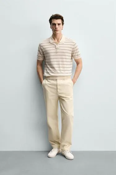 Поло в полоску из льна и хлопка- Заказать в России