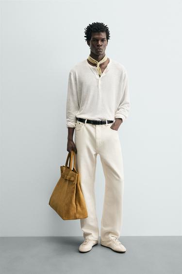 Zara Джемпер из 100% конопли с воротником на пуговицах купить с доставкой.