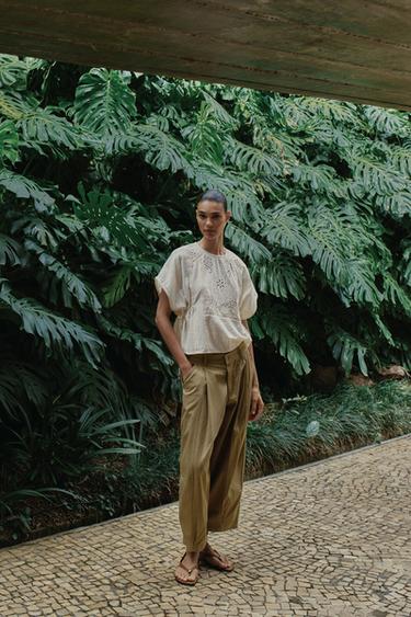 Zara Топ с вышивкой и боковыми шнуровками купить с доставкой.