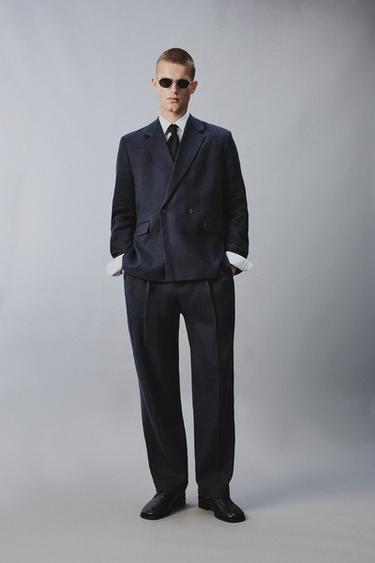 Zara Брюки из льна и хлопка с защипами