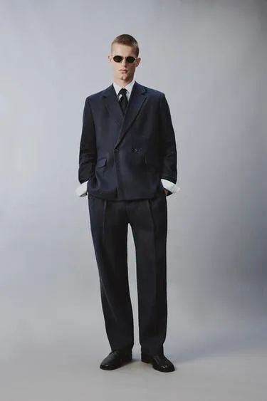 Брюки из льна и хлопка с защипами- Заказать в России