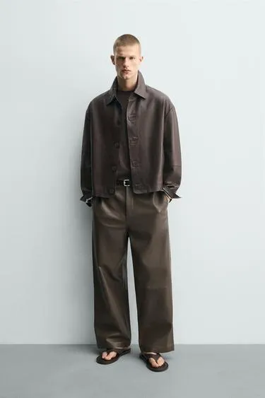 Кожаные брюки Balloon Fit- Заказать в России