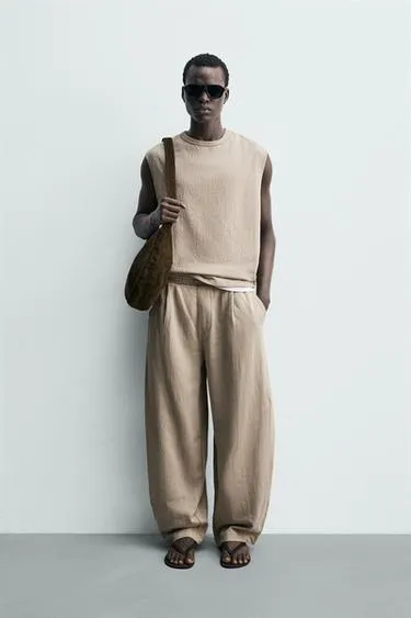 Брюки-джоггеры Balloon Fit из текстурированной ткани- Заказать в России