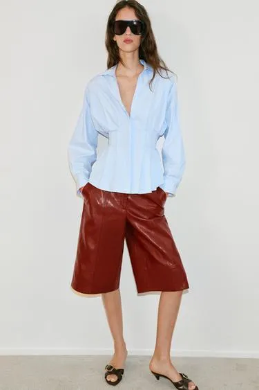 Рубашка из поплина со складками- Заказать в России