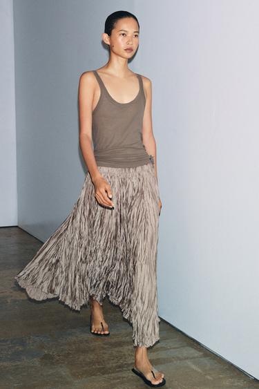 Zara Длинная плиссированная юбка — коллекция ZARA «ZW» купить с доставкой.