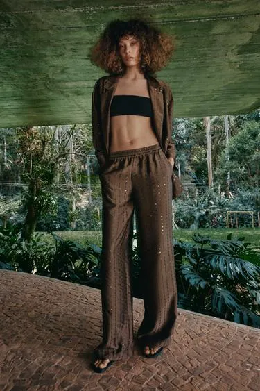 Брюки с пайетками свободного кроя- Заказать в России