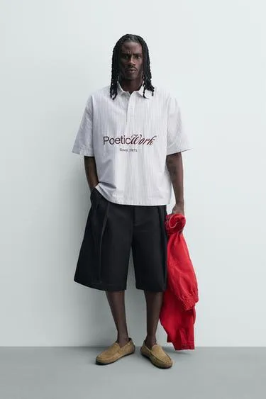 Рубашка поло свободного кроя с надписью- Заказать в России