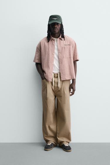 Рубашка Boxy Fit в клетку с вышивкой