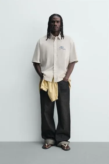 Рубашка в полоску с комбинированным принтом- Заказать в России