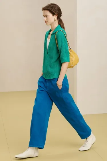 Брюки из смесовой хлопковой ткани средней посадки