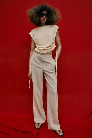 Футболка в стиле рустик со сборками