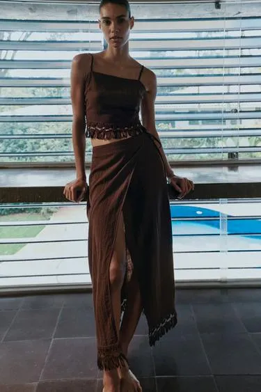 Кроп-топ с бахромой- Заказать в России