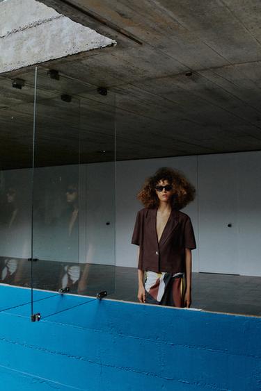 Zara Блейзер из смесового льна с короткими рукавами