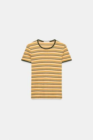 Футболка в полоску с контрастной отделкой- Заказать в России