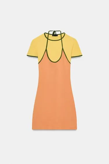 Мини-платье с эффектом двойного слоя- Заказать в России