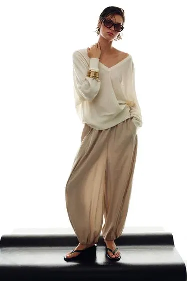 Брюки-баллоны с эластичным поясом