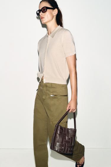 Zara Плетеная сумка с плечевым ремнем