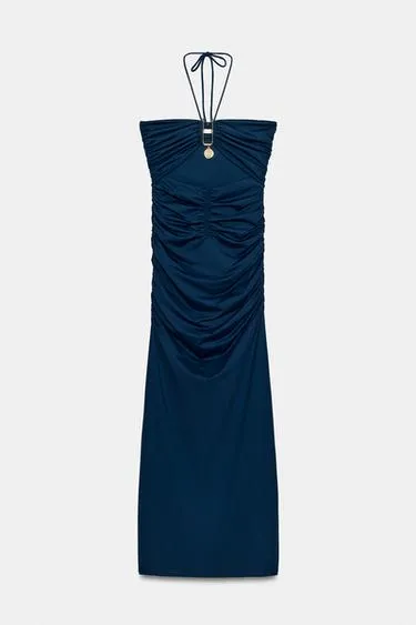 Платье миди с вырезом из полиамида- Заказать в России