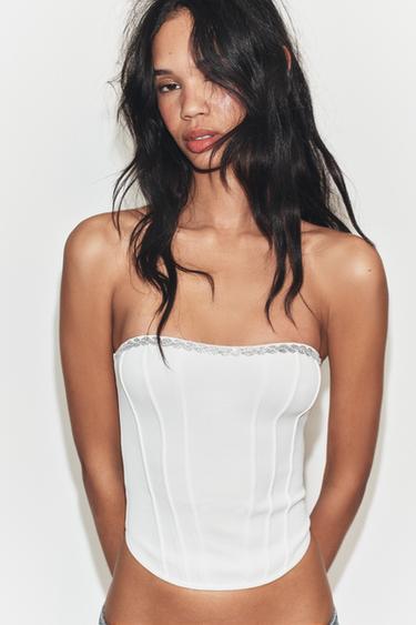 Zara Эластичный топ-корсет со стразами