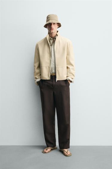 Zara Кожаная куртка на молнии