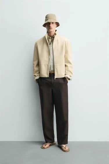 Кожаная куртка на молнии- Заказать в России