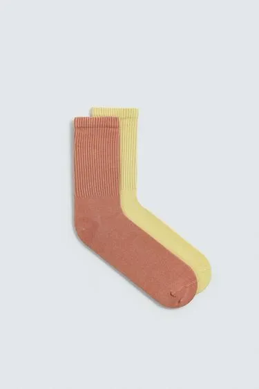 Набор из 2 пар носков в рубчик с эффектом потертости