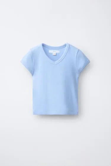 Топ в рубчик с V-образным вырезом- Заказать в России