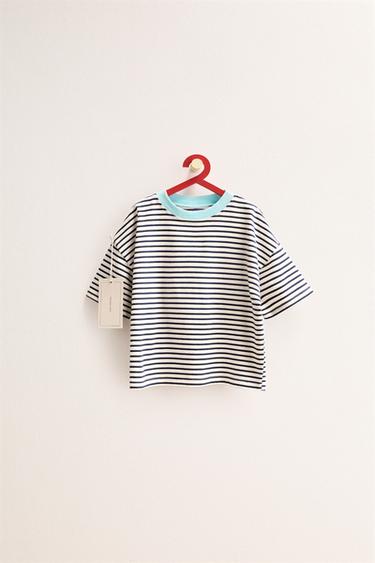 Zara Timeless - футболка в полоску с контрастным воротником