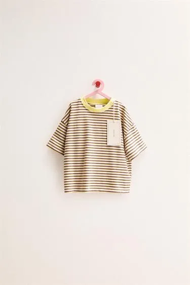 Zara Timeless - футболка в полоску с контрастным воротником- Заказать в России