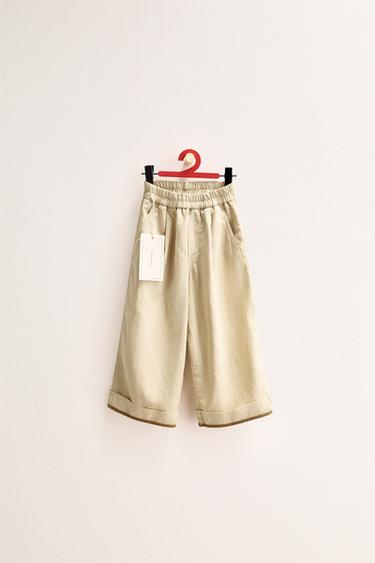 Zara Брюки ZARA «TIMELESS» из льна с контрастной отделкой