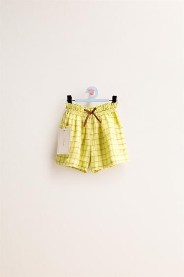 Zara ZARA «TIMELESS» - бермуды в клетку из льна