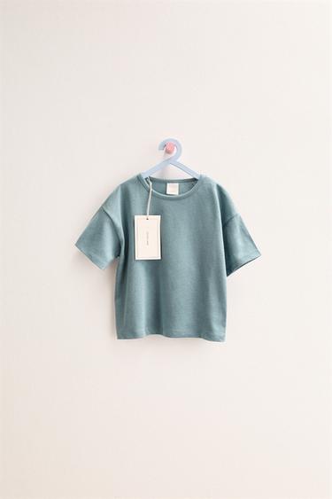 Zara ZARA «TIMELESS» - однотонная футболка из хлопка и льна