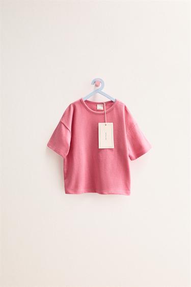 Zara ZARA «TIMELESS» - однотонная футболка из хлопка и льна