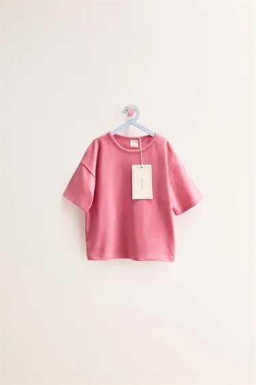 Zara Timeless - однотонная футболка из хлопка и льна- Заказать в России