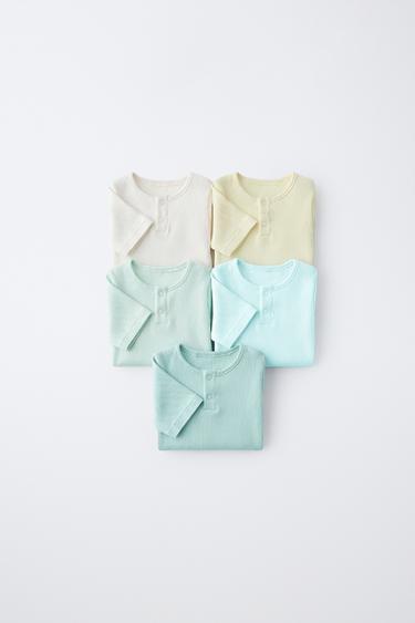 Zara Набор из пяти боди с воротником на планке и коротким рукавом купить с доставкой.