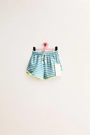 Zara Timeless - шорты в полоску с эффектом махровой ткани- Заказать в России