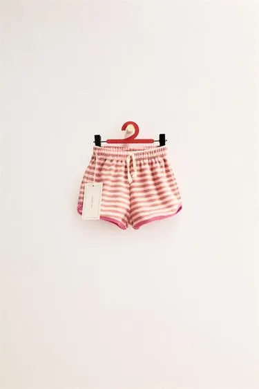 Zara Timeless — шорты из махровой ткани в полоску