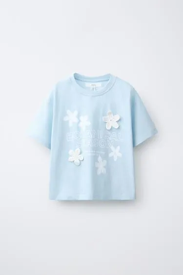 Футболка с цветочным кроше