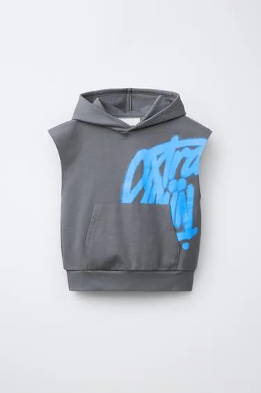 Толстовка без рукавов с капюшоном и принтом граффити- Заказать в России