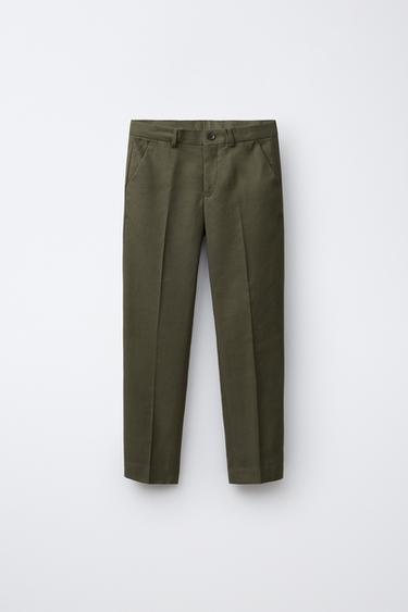 Zara Брюки из хлопка и льна купить с доставкой.